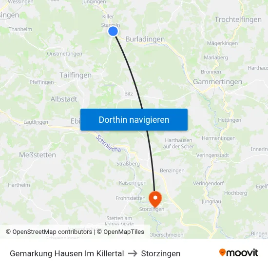 Gemarkung Hausen Im Killertal to Storzingen map
