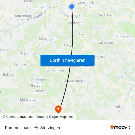 Rommelsbach to Storzingen map