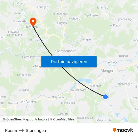 Rosna to Storzingen map