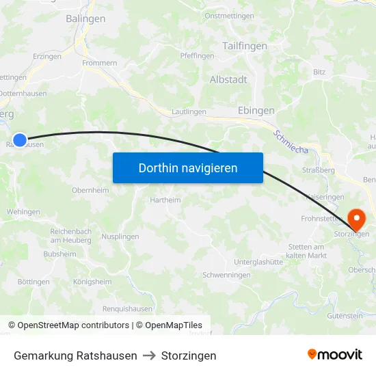 Gemarkung Ratshausen to Storzingen map