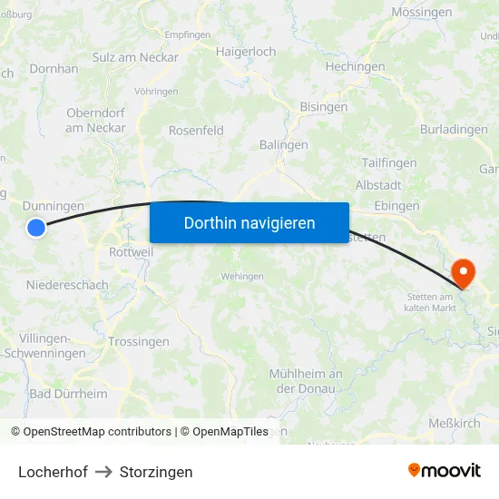 Locherhof to Storzingen map
