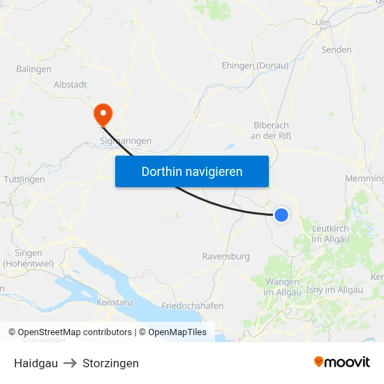 Haidgau to Storzingen map