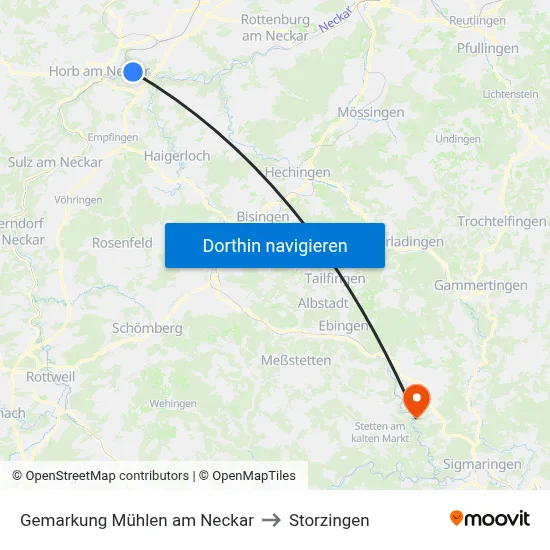 Gemarkung Mühlen am Neckar to Storzingen map
