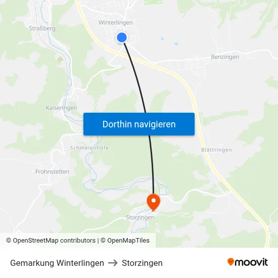 Gemarkung Winterlingen to Storzingen map