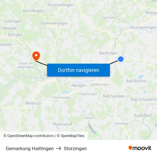 Gemarkung Hailtingen to Storzingen map