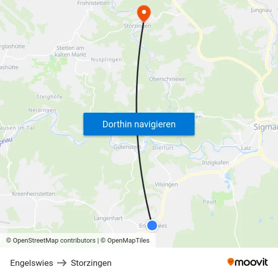 Engelswies to Storzingen map