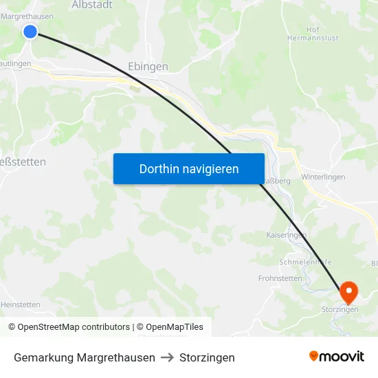 Gemarkung Margrethausen to Storzingen map