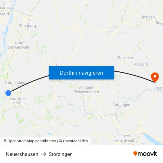 Neuershausen to Storzingen map