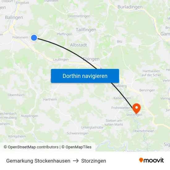 Gemarkung Stockenhausen to Storzingen map