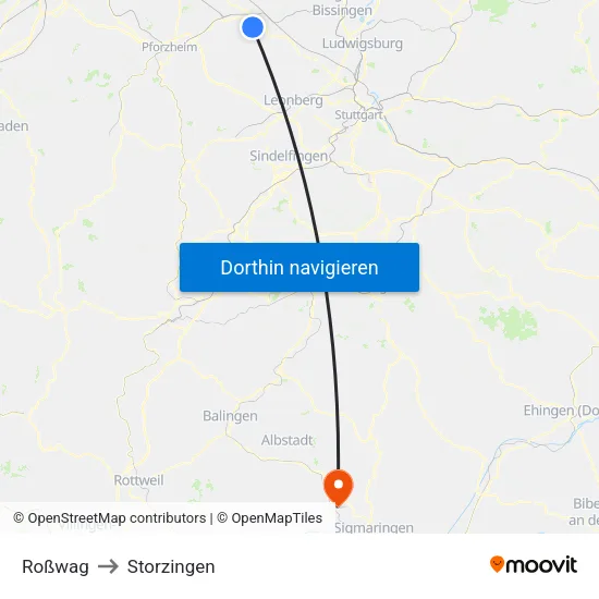 Roßwag to Storzingen map