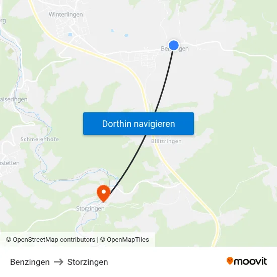 Benzingen to Storzingen map