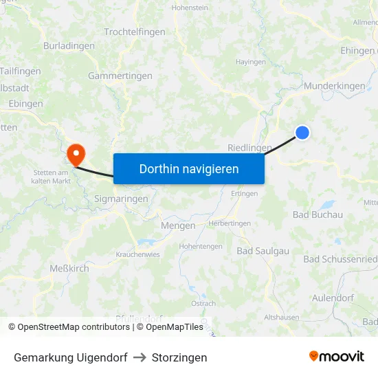 Gemarkung Uigendorf to Storzingen map