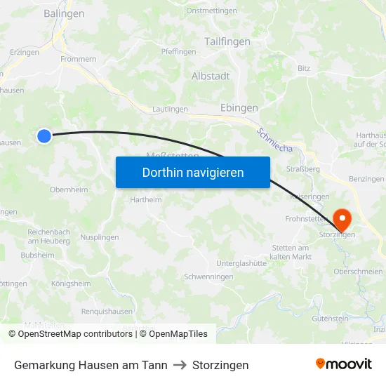 Gemarkung Hausen am Tann to Storzingen map