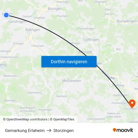 Gemarkung Erlaheim to Storzingen map