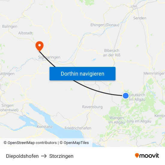 Diepoldshofen to Storzingen map