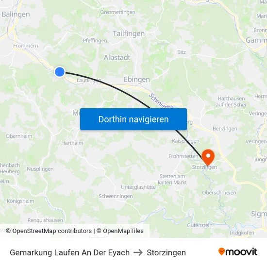 Gemarkung Laufen An Der Eyach to Storzingen map