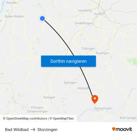 Bad Wildbad to Storzingen map