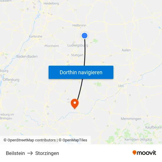 Beilstein to Storzingen map