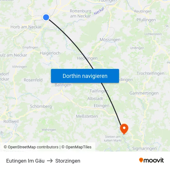 Eutingen Im Gäu to Storzingen map
