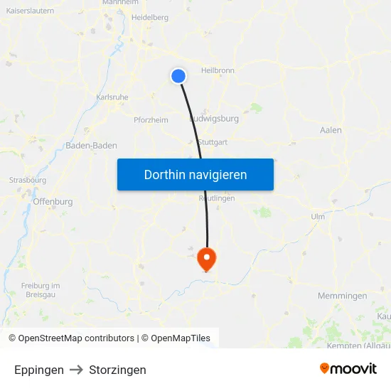 Eppingen to Storzingen map