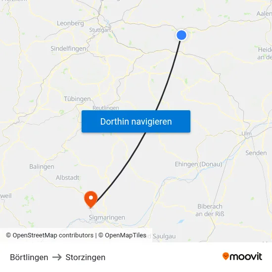 Börtlingen to Storzingen map