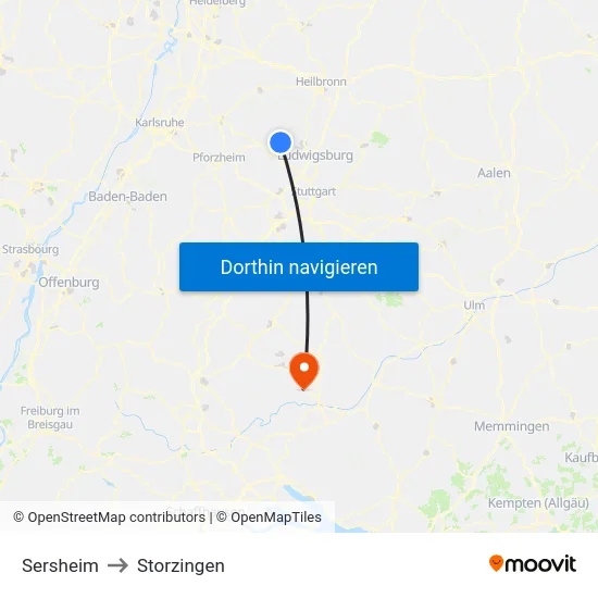 Sersheim to Storzingen map