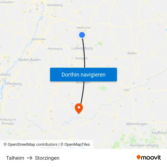 Talheim to Storzingen map