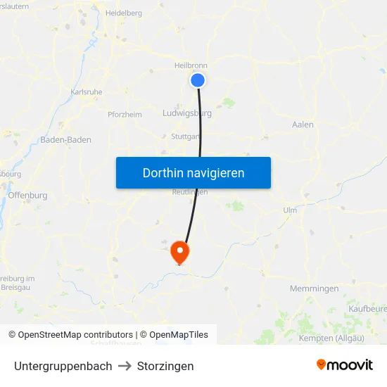 Untergruppenbach to Storzingen map