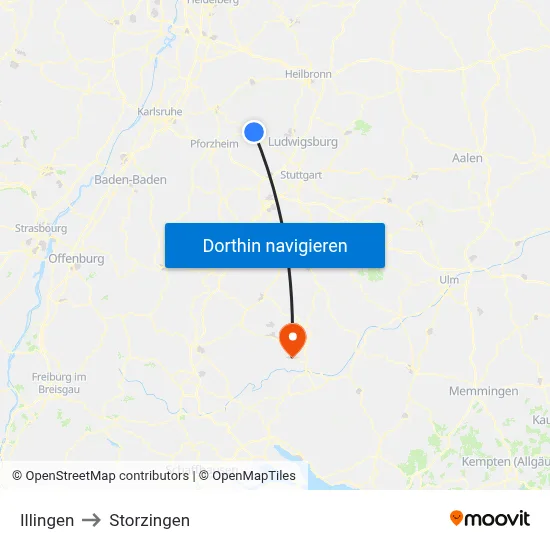 Illingen to Storzingen map