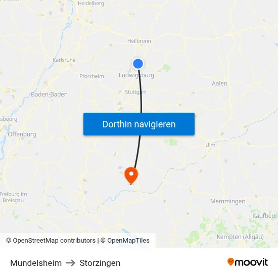 Mundelsheim to Storzingen map