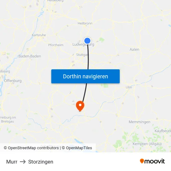 Murr to Storzingen map
