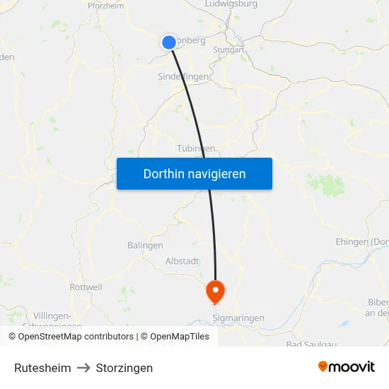 Rutesheim to Storzingen map