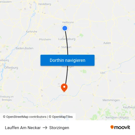 Lauffen Am Neckar to Storzingen map