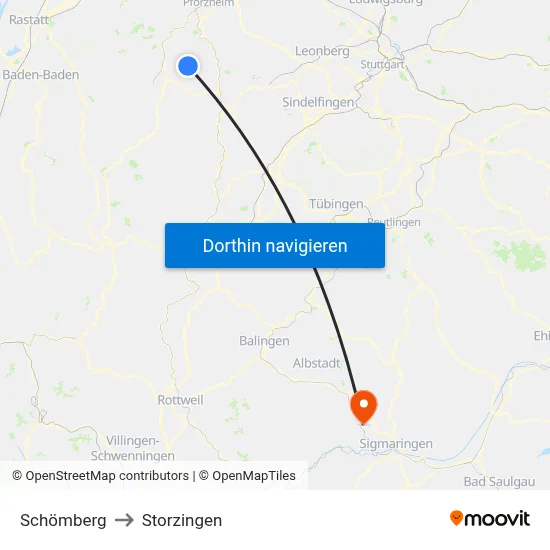 Schömberg to Storzingen map