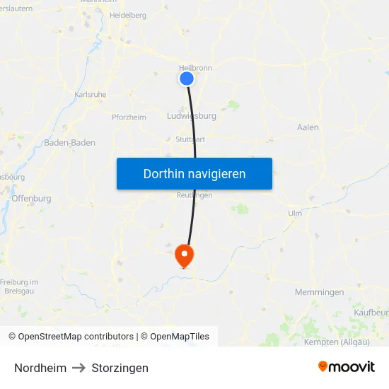 Nordheim to Storzingen map
