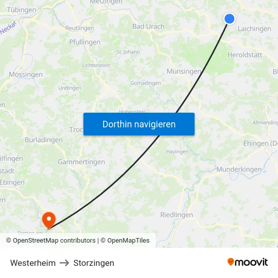 Westerheim to Storzingen map