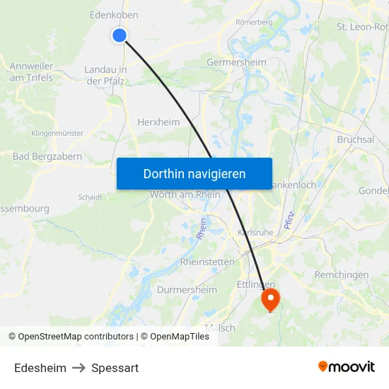 Edesheim to Spessart map