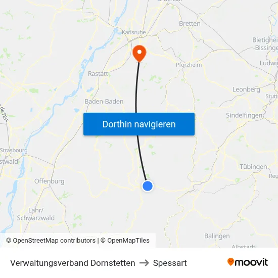 Verwaltungsverband Dornstetten to Spessart map