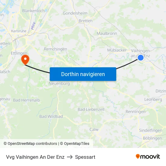 Vvg Vaihingen An Der Enz to Spessart map