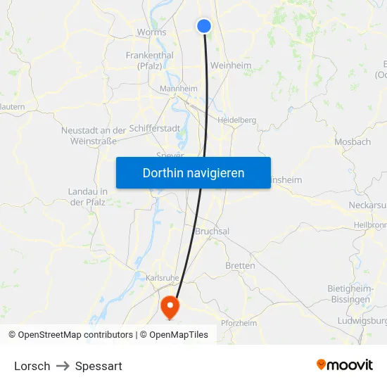 Lorsch to Spessart map