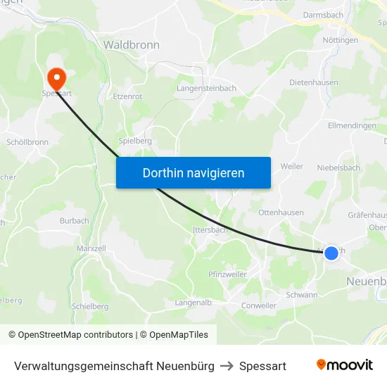 Verwaltungsgemeinschaft Neuenbürg to Spessart map