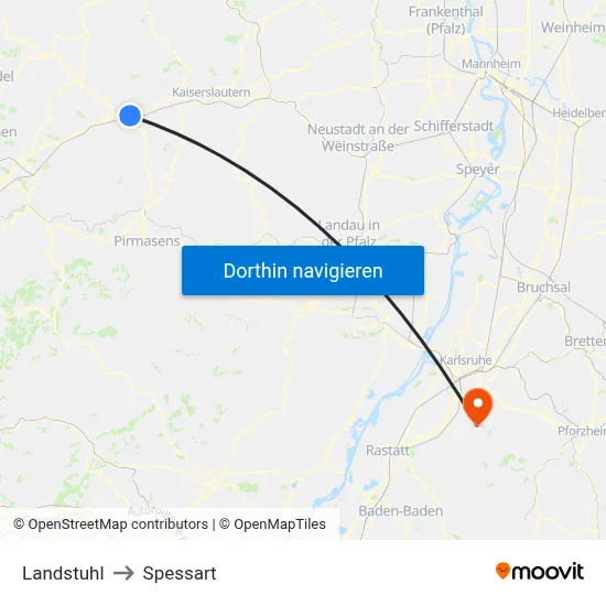 Landstuhl to Spessart map