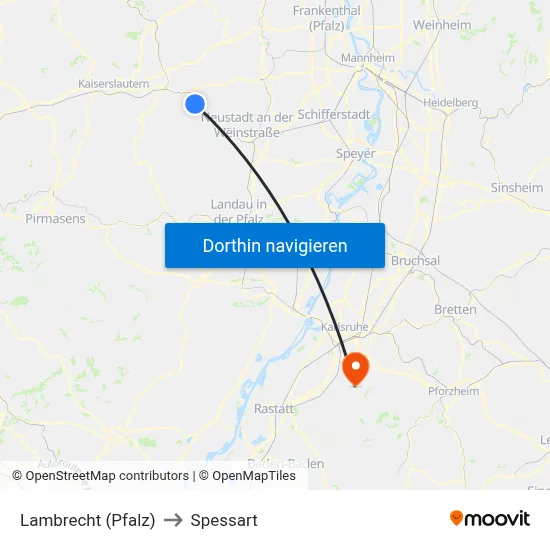 Lambrecht (Pfalz) to Spessart map