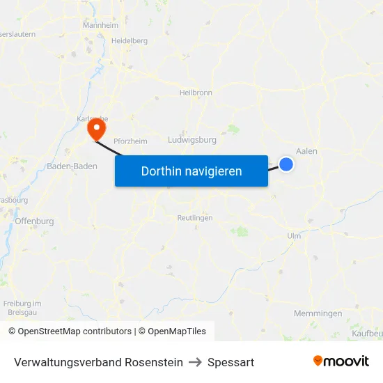 Verwaltungsverband Rosenstein to Spessart map