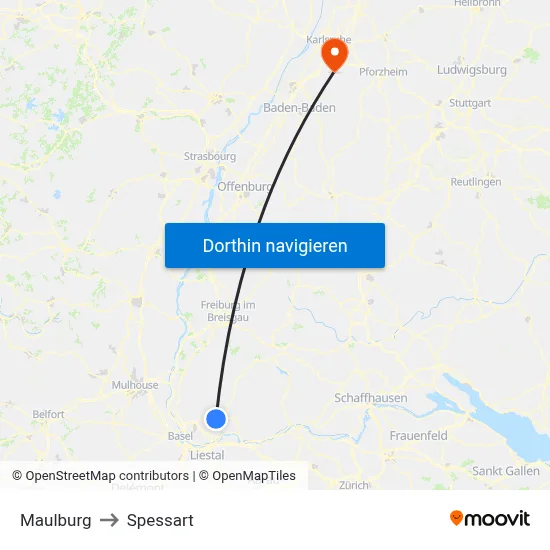 Maulburg to Spessart map