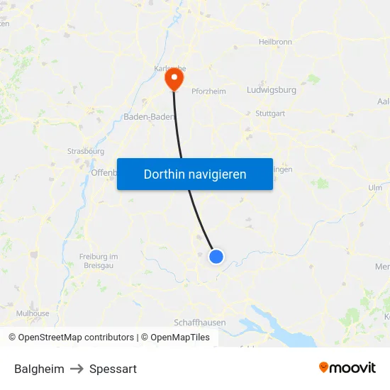 Balgheim to Spessart map
