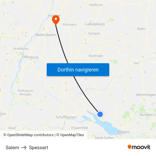 Salem to Spessart map