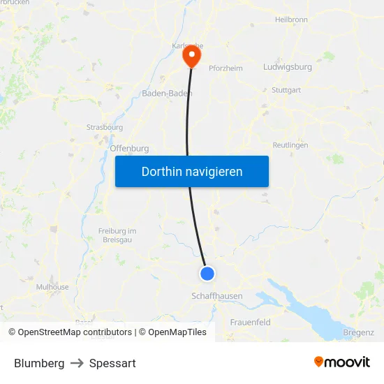 Blumberg to Spessart map