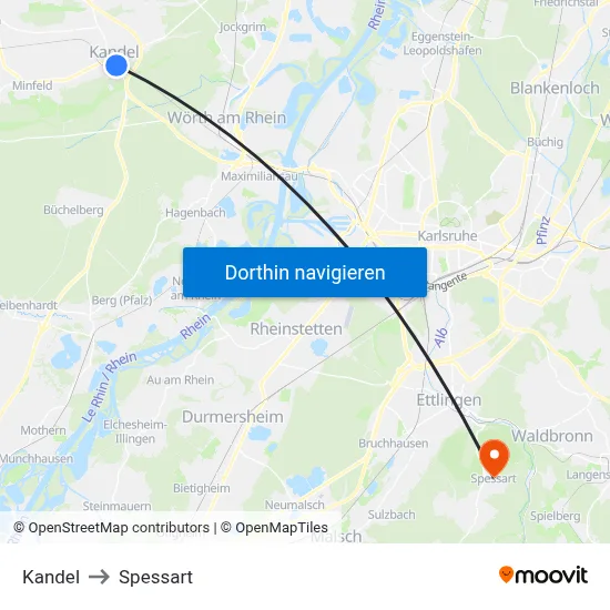 Kandel to Spessart map