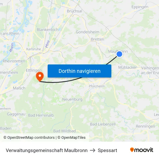Verwaltungsgemeinschaft Maulbronn to Spessart map